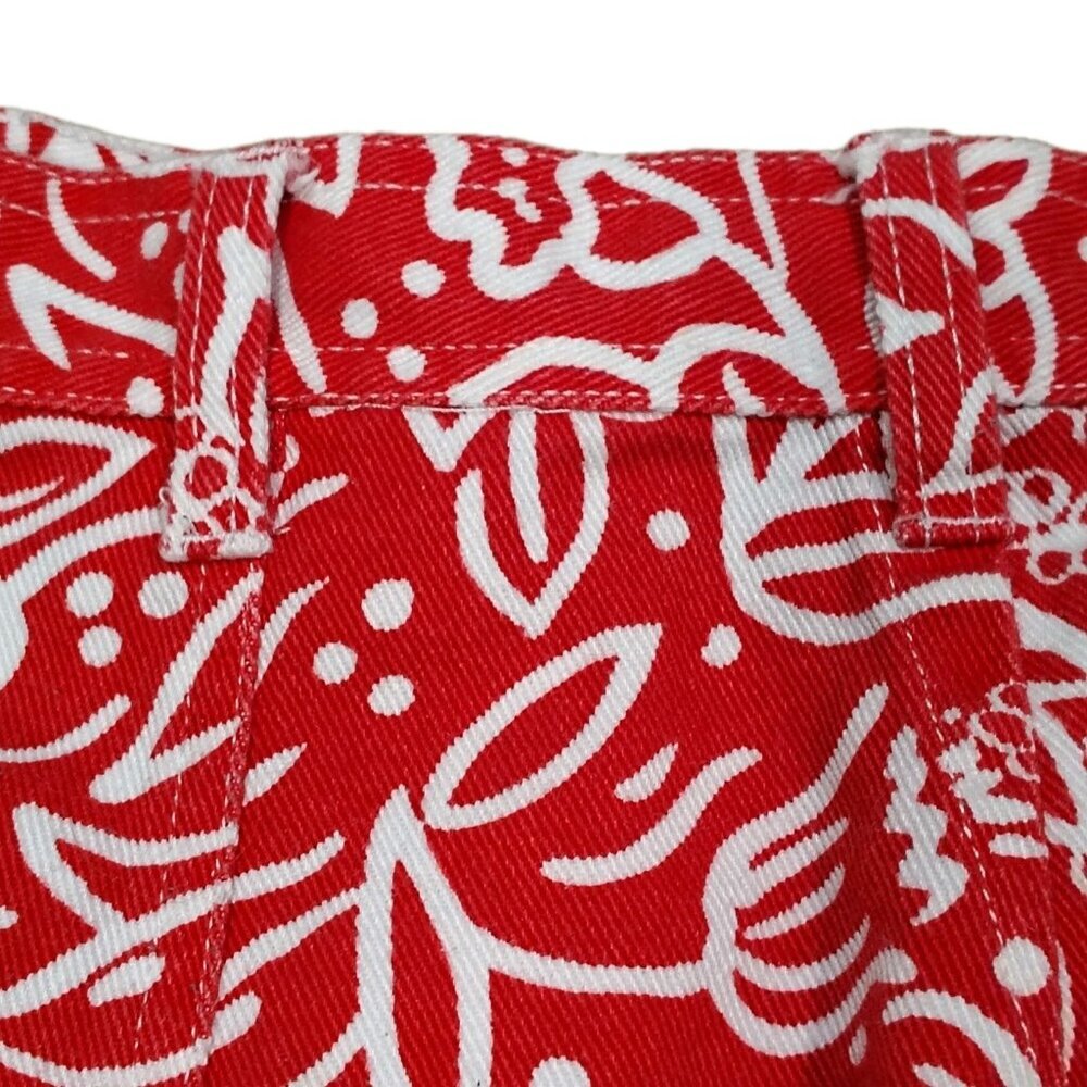 Vintage Women's 4p Petite Red Denim Skirt 90s BABY SITTERS Club Style Belt Loops - Picture 4 of 5